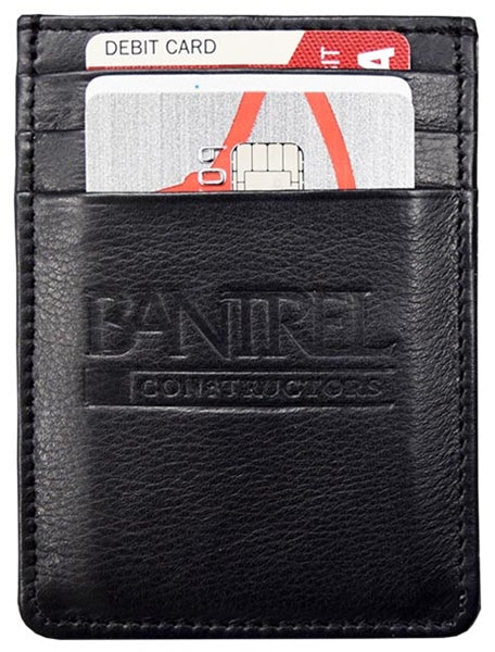 Money clip & card holder black leather RFID
