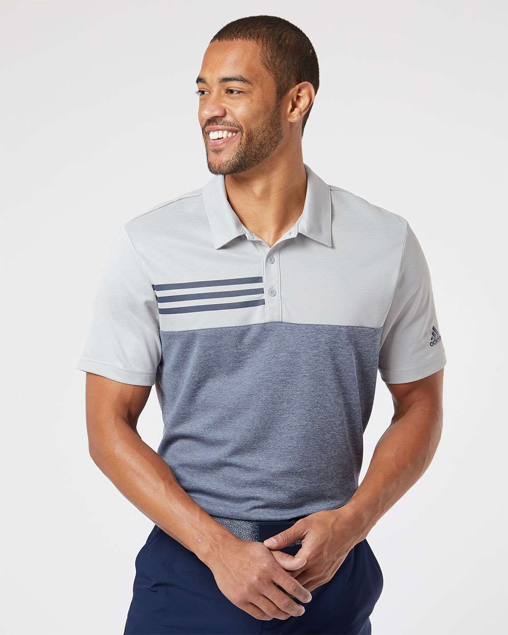 Adidas Heathered Colorblock 3-Stripes Polo