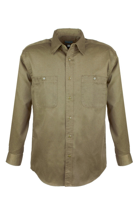 Men's Cotton Blend Twill Long Sleeve Shirts (BEIGE) (XS-5XL)