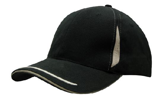 Brushed Heavy Cotton Cap w/Crown Inserts Peak Trim & Sandwich