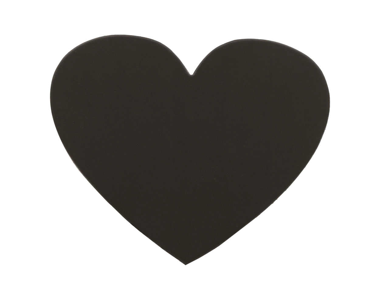 Heart Shaped single coaster black, Thick European Bonded Leather - no backing