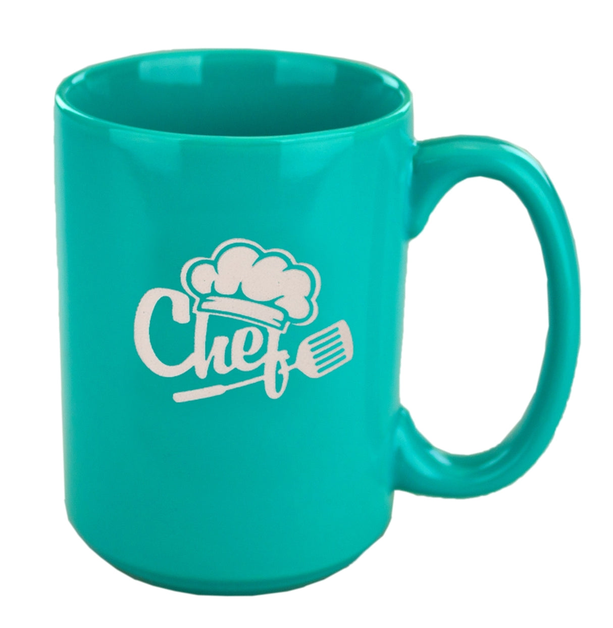 Jumbo 15oz aqua ceramic mug - Etched