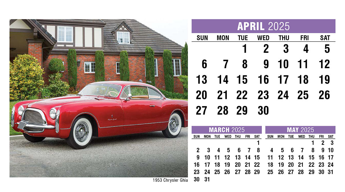 Classic Cars Desk Tent Calendar