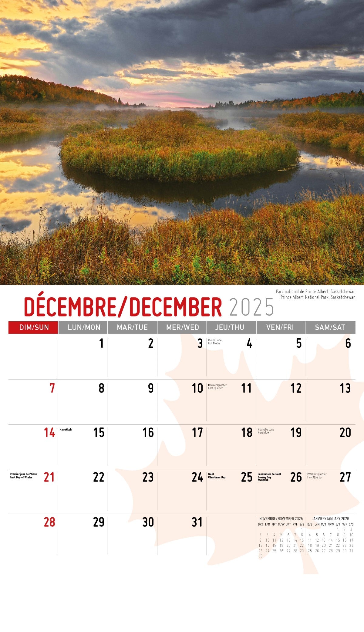 Galleria Wall Calendar 2025 Scenes of Canada (English/French)