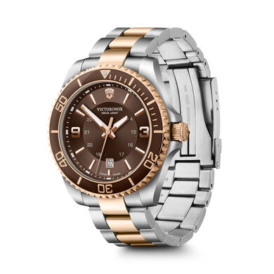 Maverick Two Tone Watch w/Brown Dial