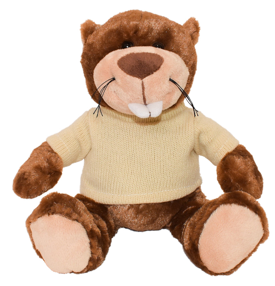 11" Bucky Beaver w/Machine Knit Sweater Embroidered