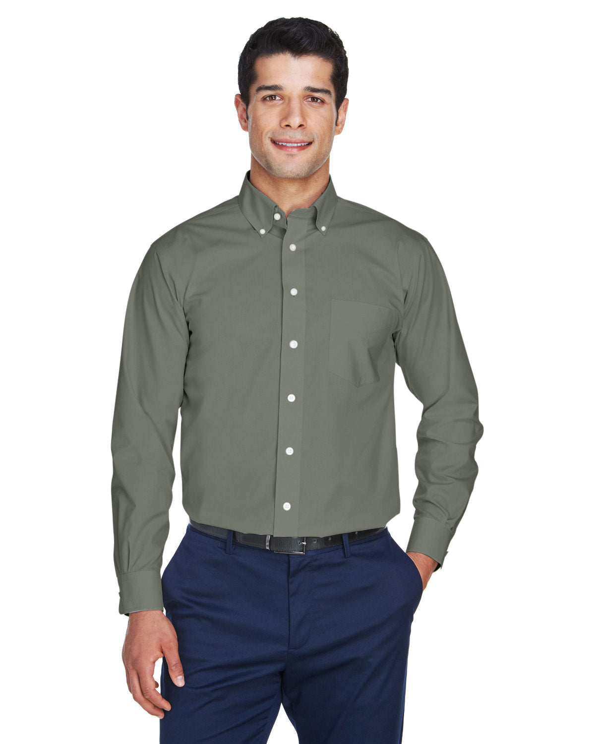000162 Devon and Jones Men's Crown Collection® Solid Broadcloth Woven Shirt
