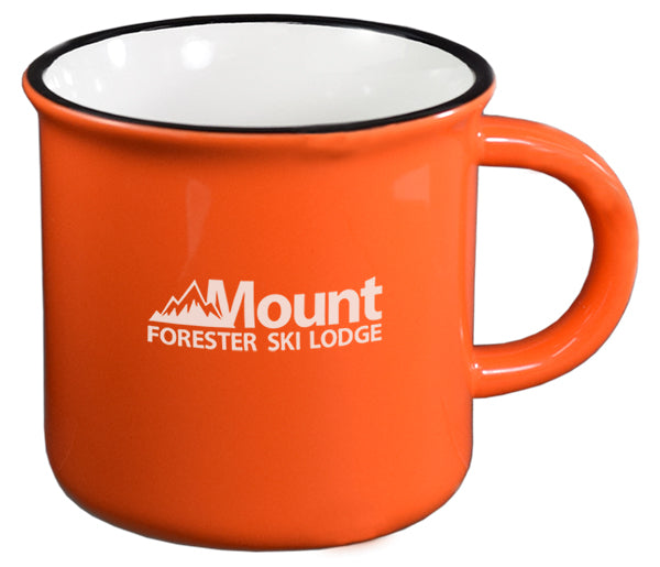 Fireside 16oz orange/white mug with black trim in a Ripple gift box