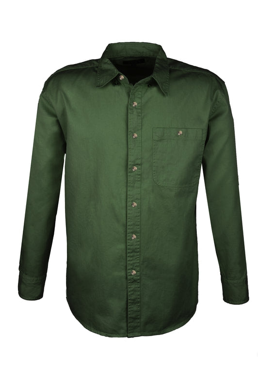 Men's 100% Cotton Twill Long Sleeve Shirt (GREEN) (XS-5XL)