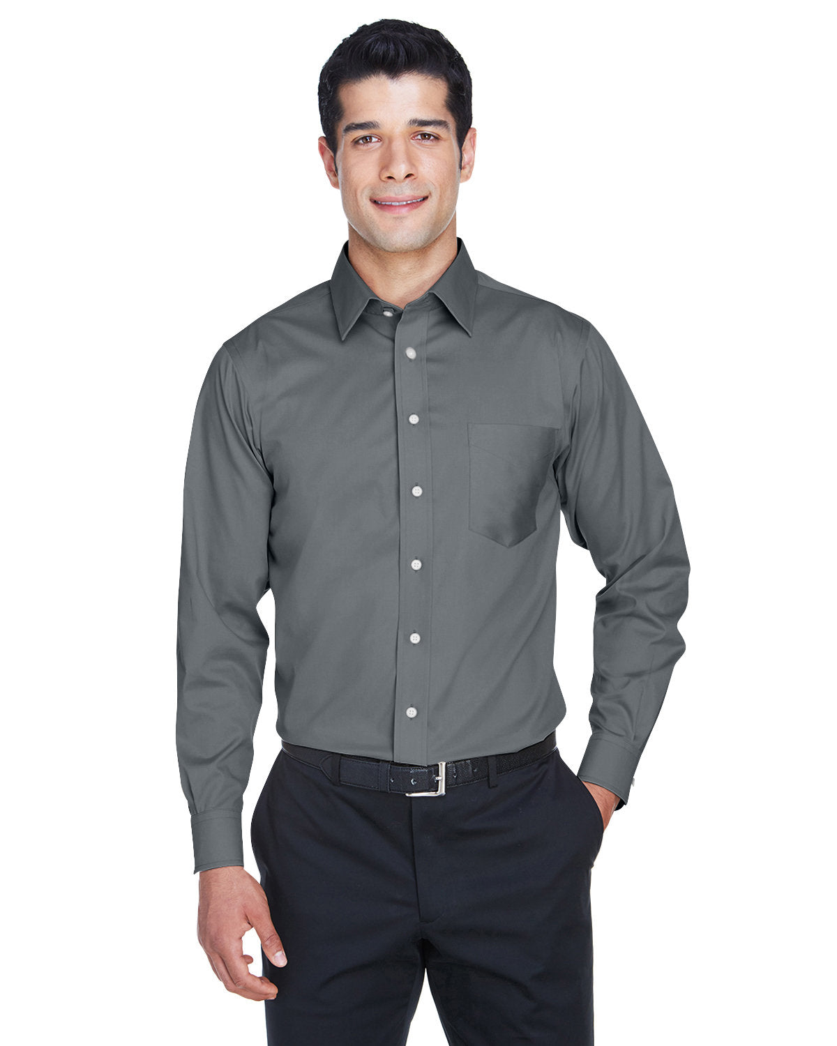 000163 Devon and Jones Men's Crown Collection® Solid Stretch Twill Woven Shirt