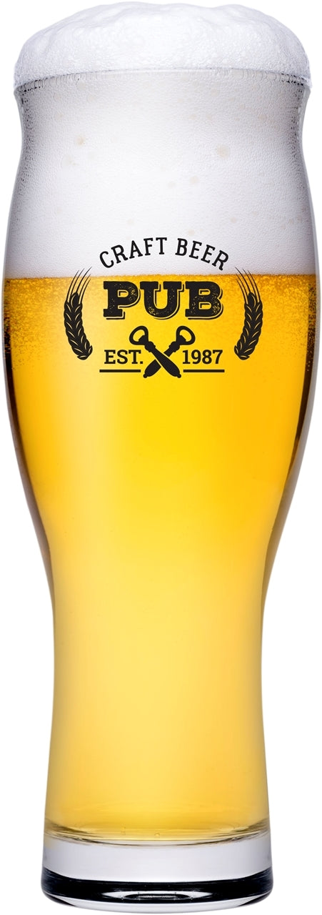 ~Bree 16.25oz clear glass pilsner, set of 4 in a Sable gift box