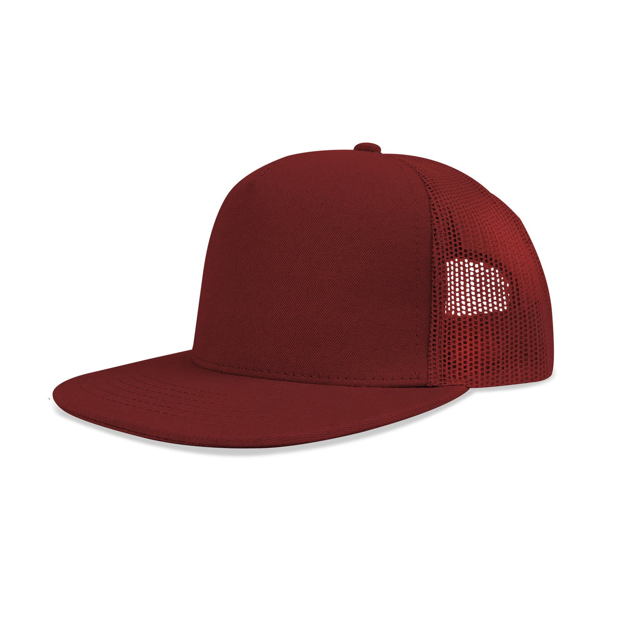 Deluxe 5 Panel Constructed Flat Peak Cotton Twill Mesh Back Cap