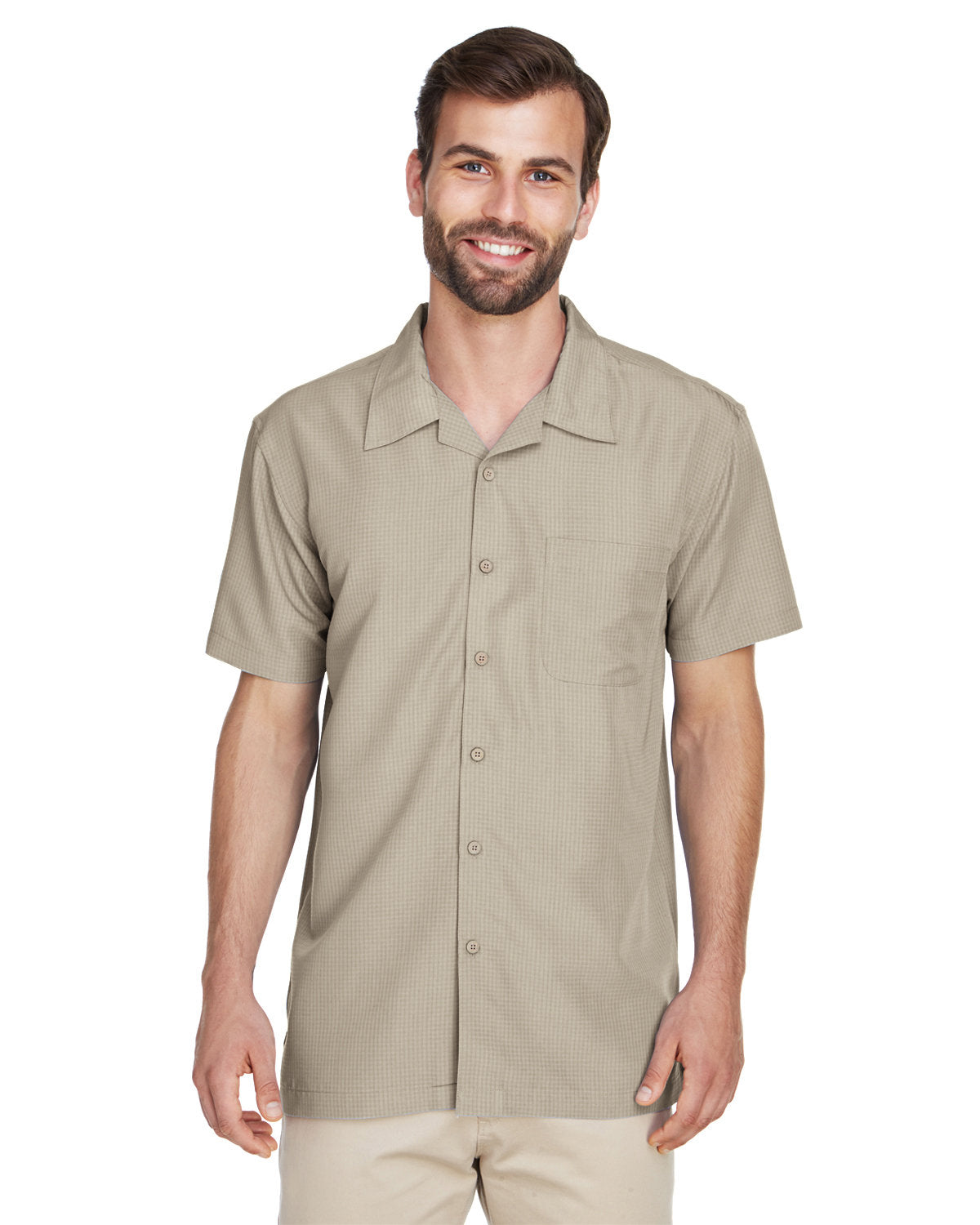 Harriton Men's Barbados Textured Camp Shirt
