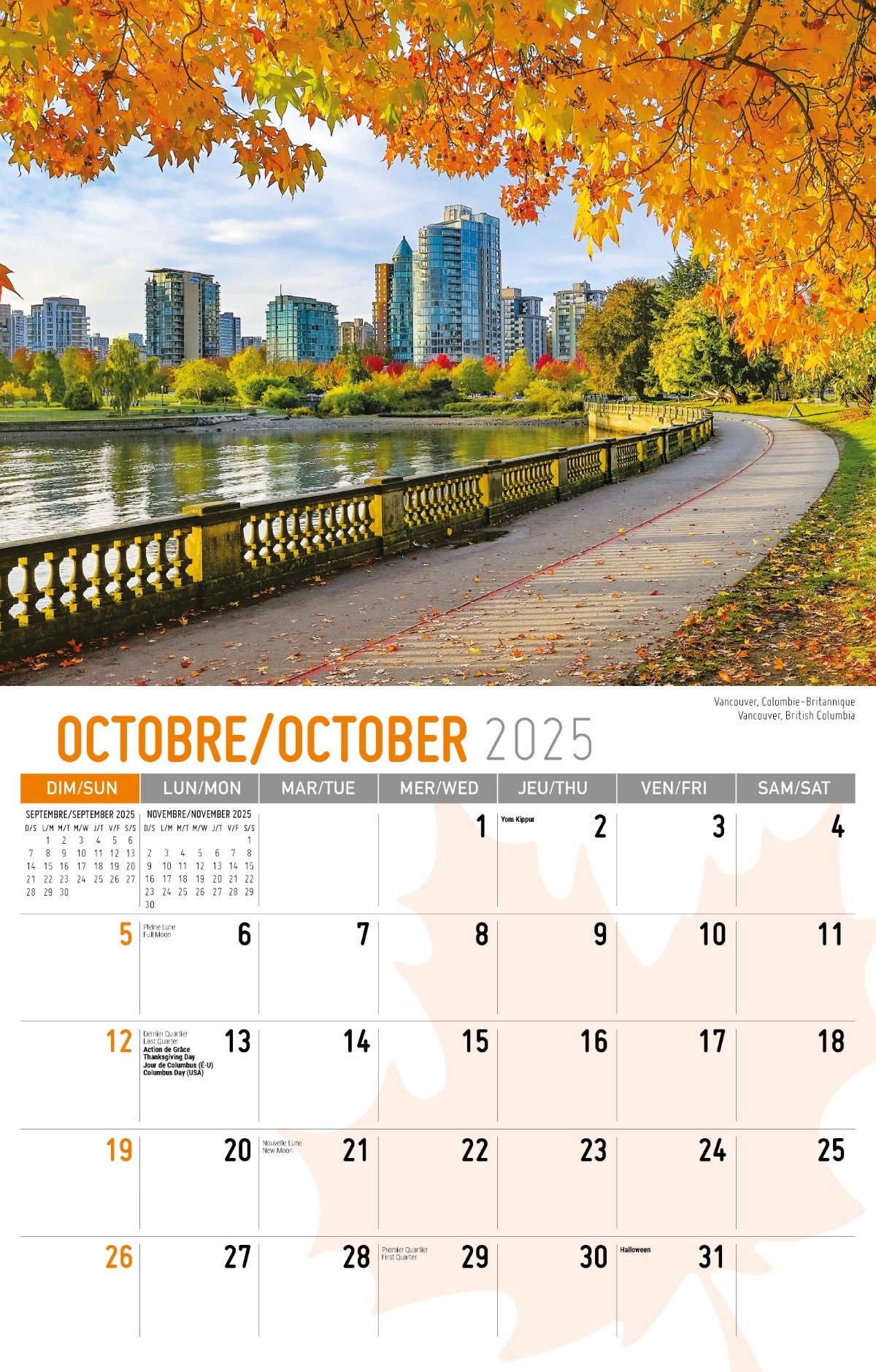 Galleria Wall Calendar 2025 Scenes of Canada (English/French)