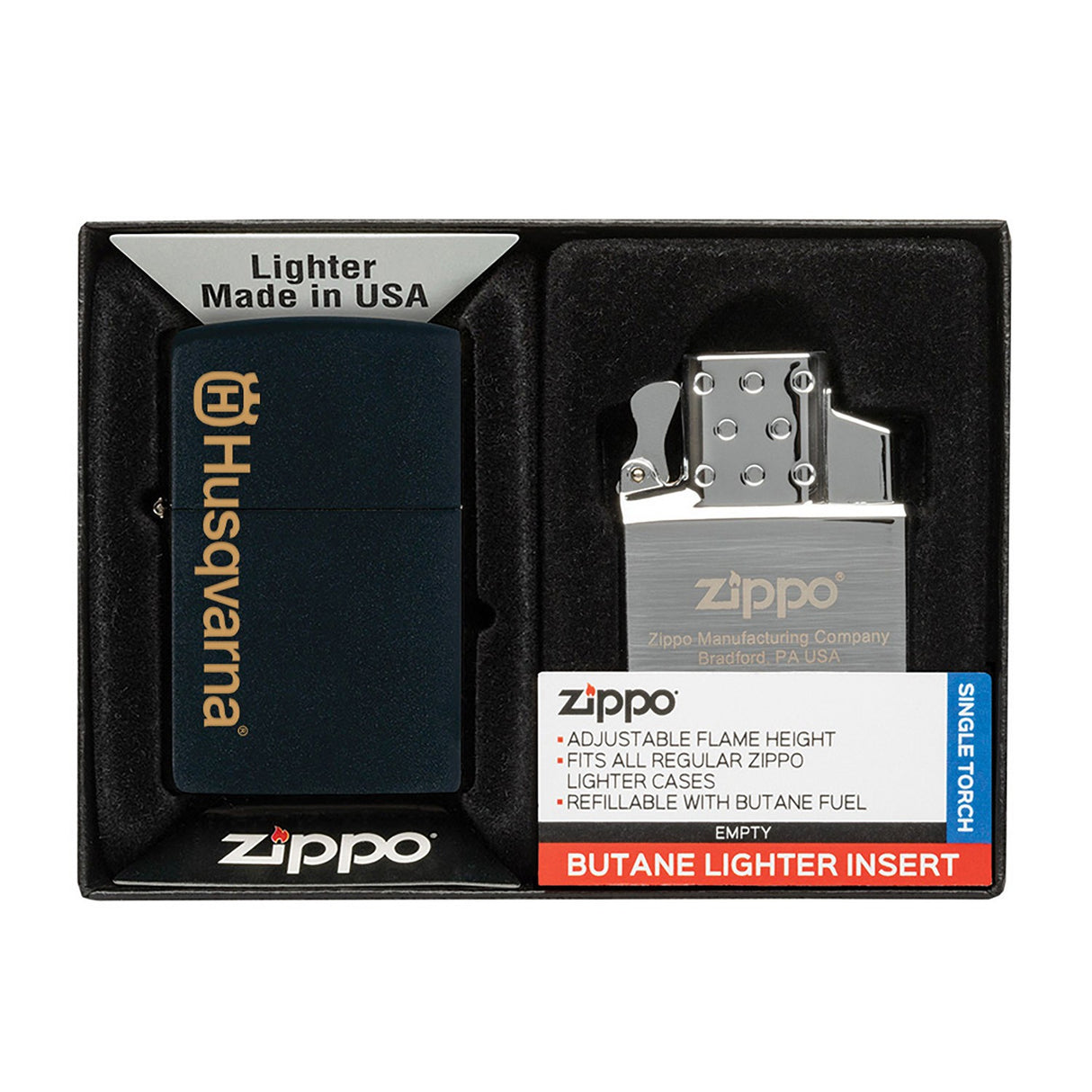 Matte Zippo® Lighter & Single Butane Insert Gift Set