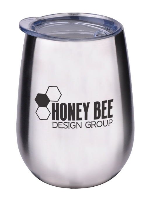 Nassau 10oz stainless steel tumbler with clear lid stainless finish