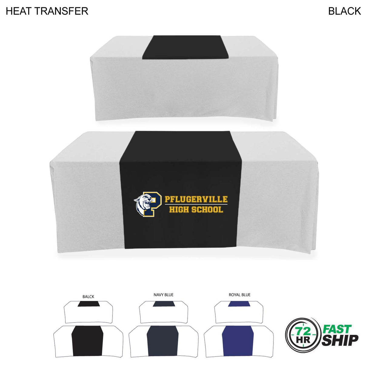 72 Hr Fast Ship - Polycotton Twill Table Runner, 30x60, Covers Front and Top of the table