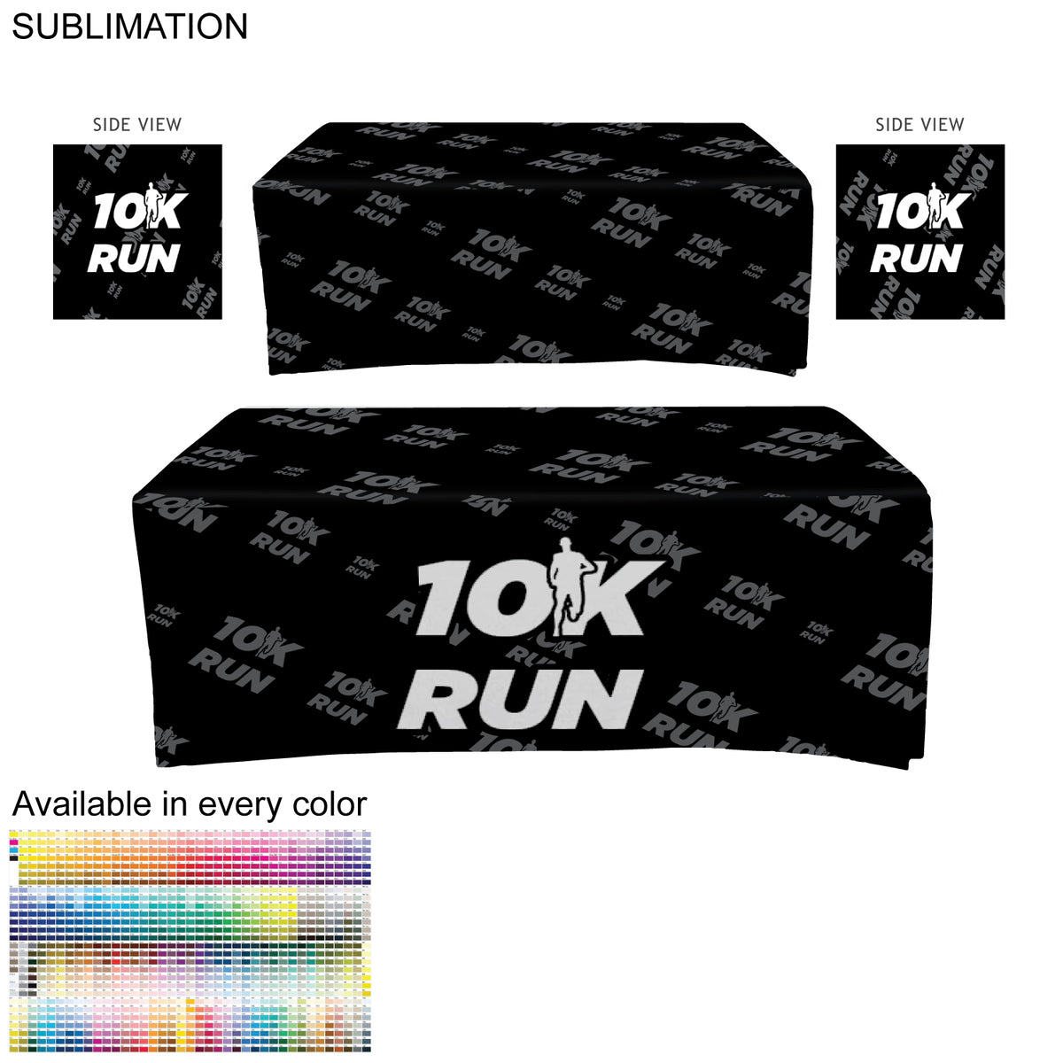 Outdoor Use Sublimated Box style Fitted tablecloth for a 6' Table, Closed back