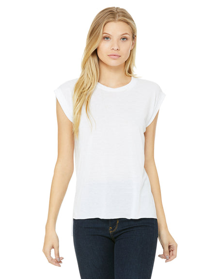 BELLA+CANVAS Ladies' Flowy Muscle T-Shirt with Rolled Cuff