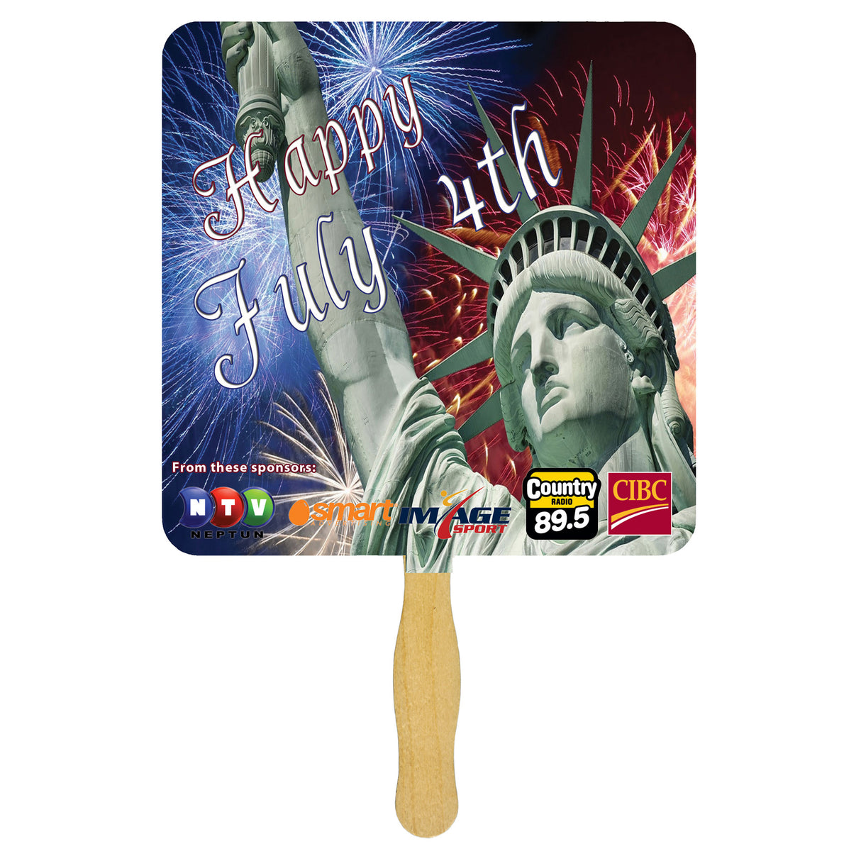 Square Sandwiched Hand Fan (2 Side/ 1 imprint color)