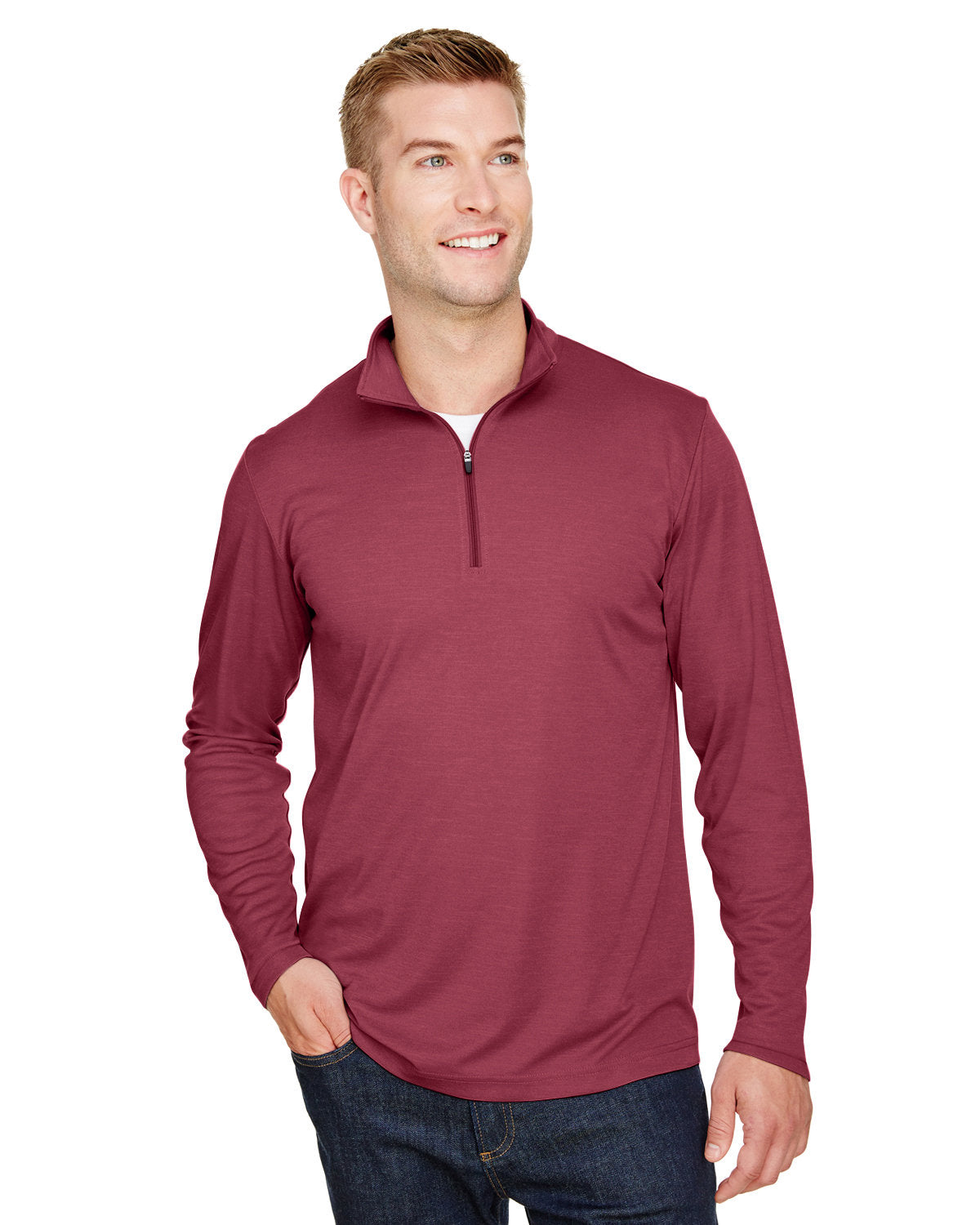 000223 Team 365 Men's Zone Sonic Heather Performance Quarter-Zip