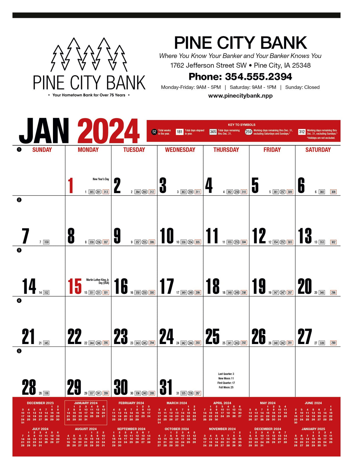 Yearly Record® Red Calendar