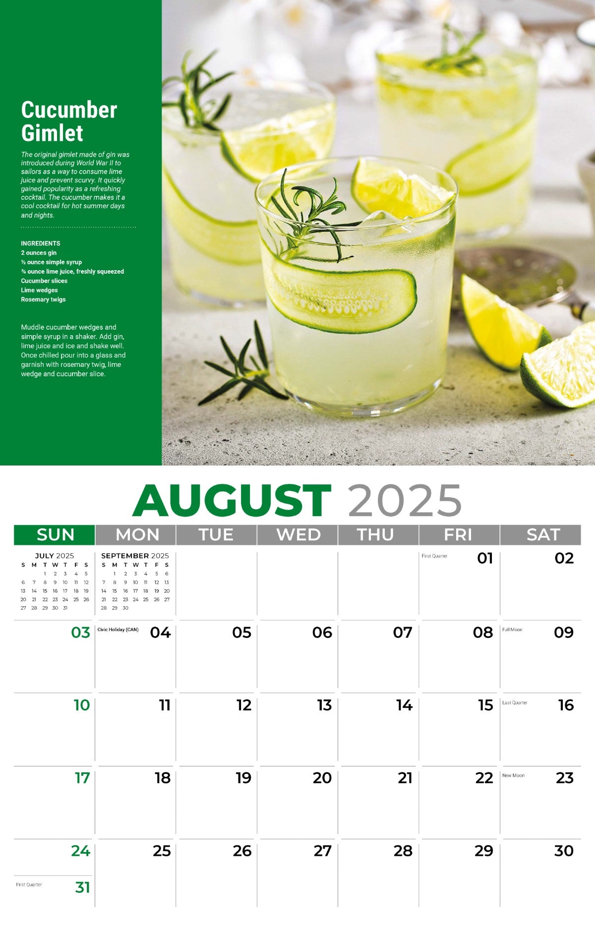 Galleria Wall Calendar 2025 Happy Hour