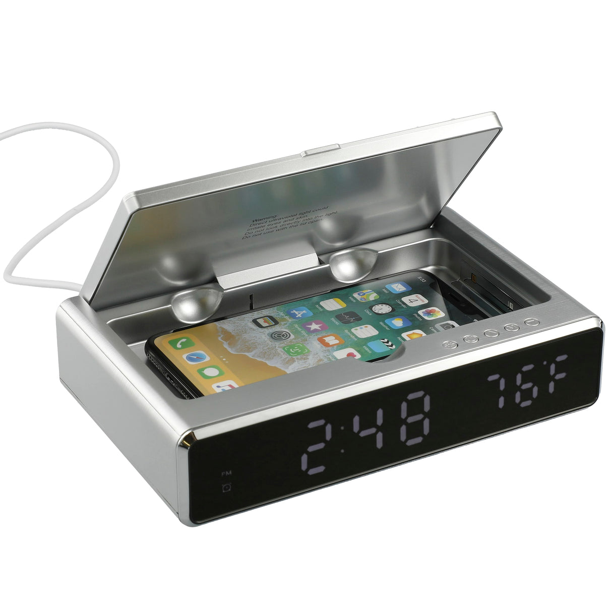 UV Sanitizer Desk Clock with Wireless Charging