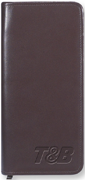 Passport/Ticket Holder with zipper brown genuine smooth nappa leather