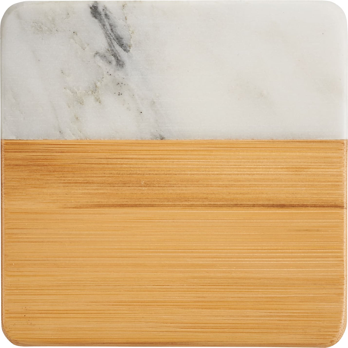 Marble and Bamboo Coaster Set