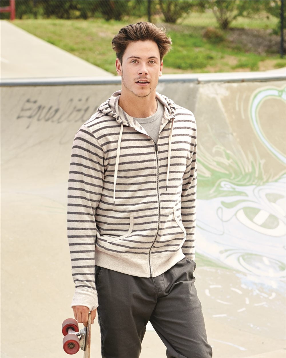 Independent Trading Co. Unisex Heathered French Terry Full-Zip Hooded Sweatshirt