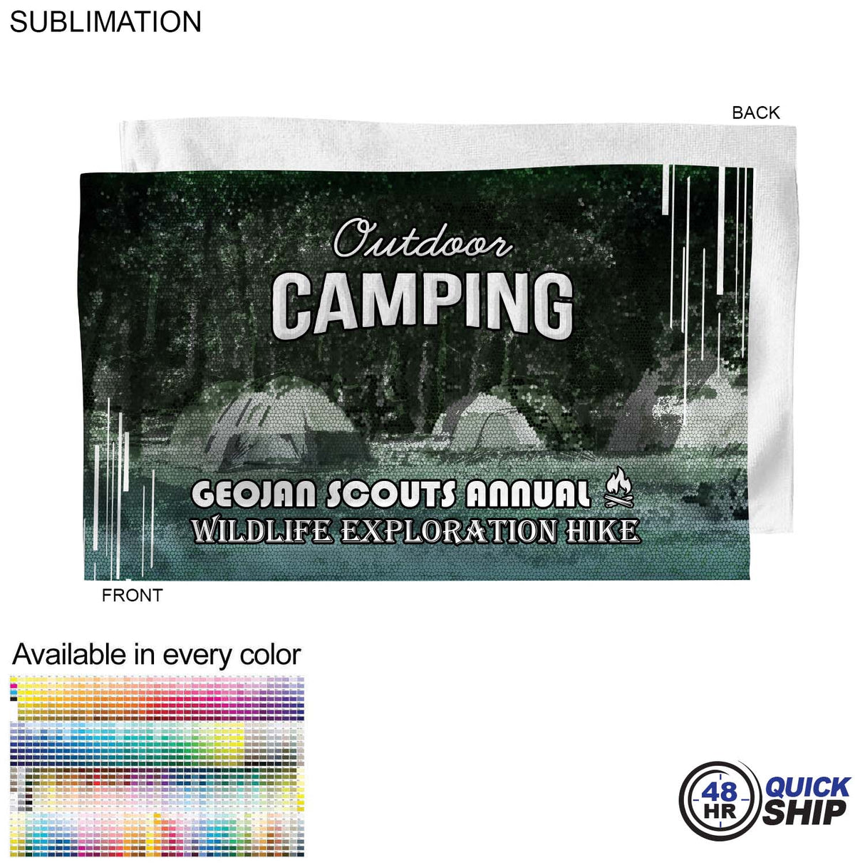 48 Hr Quick Ship - Microfiber Dri-lite Terry Towel, 15x25, Sublimated Edge to Edge 1 side