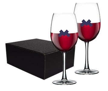 Durham, 19.5oz crystalline stemmed wine glass S/2 in an Ovation black gift box