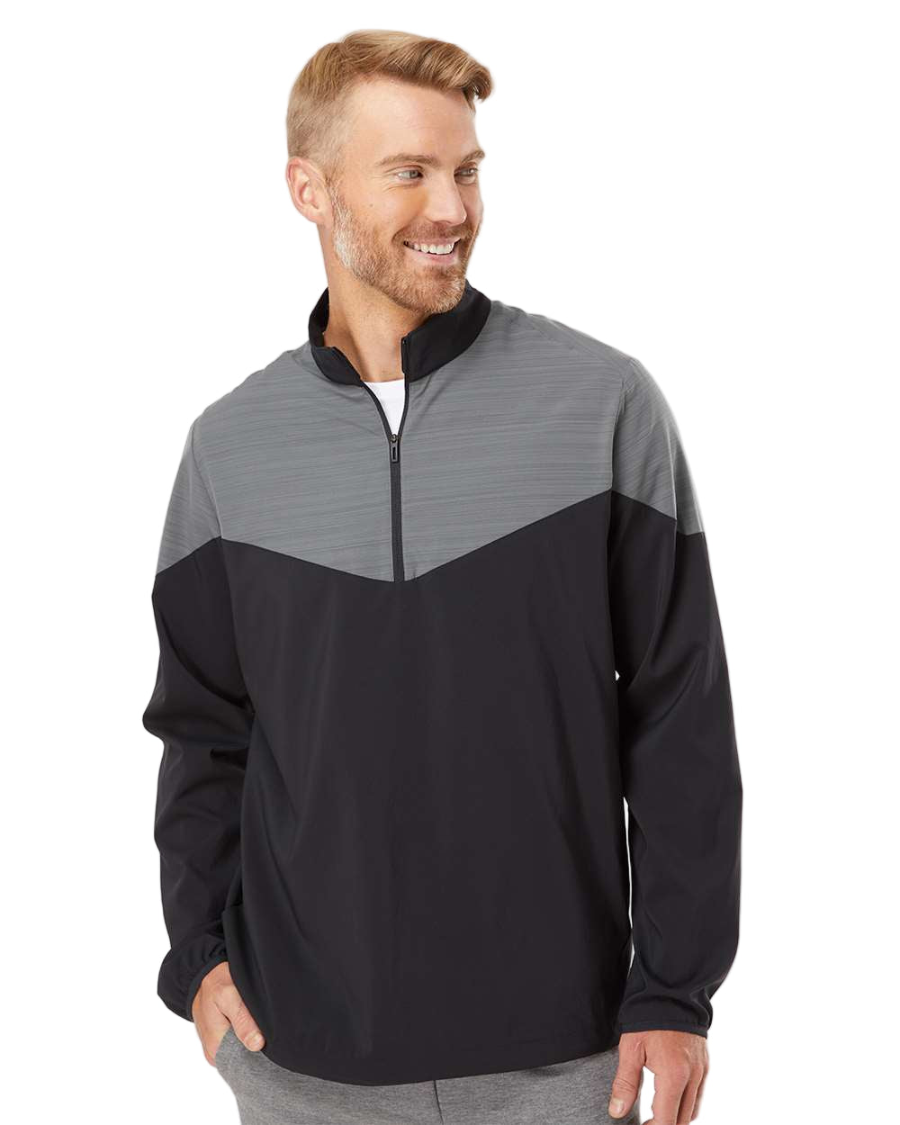 Adidas® Heather Chevron Quarter Zip Wind Pullover
