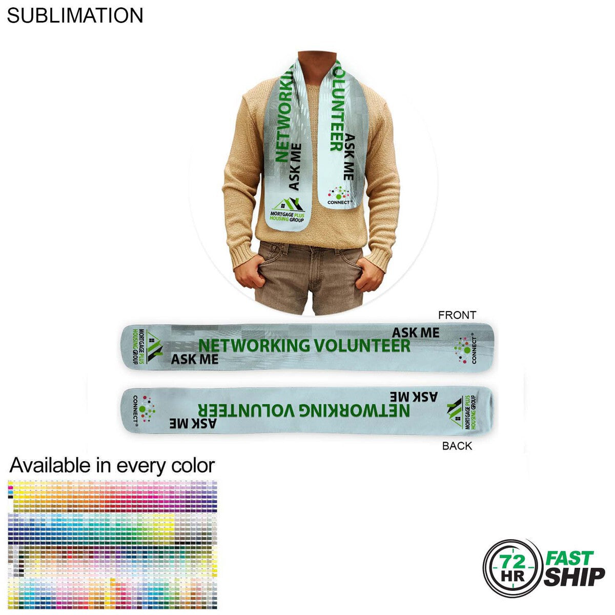 72 Hr Fast Ship - Ultra Soft and Smooth Microfleece Scarf, 6x50, Sublimated BOTH sides