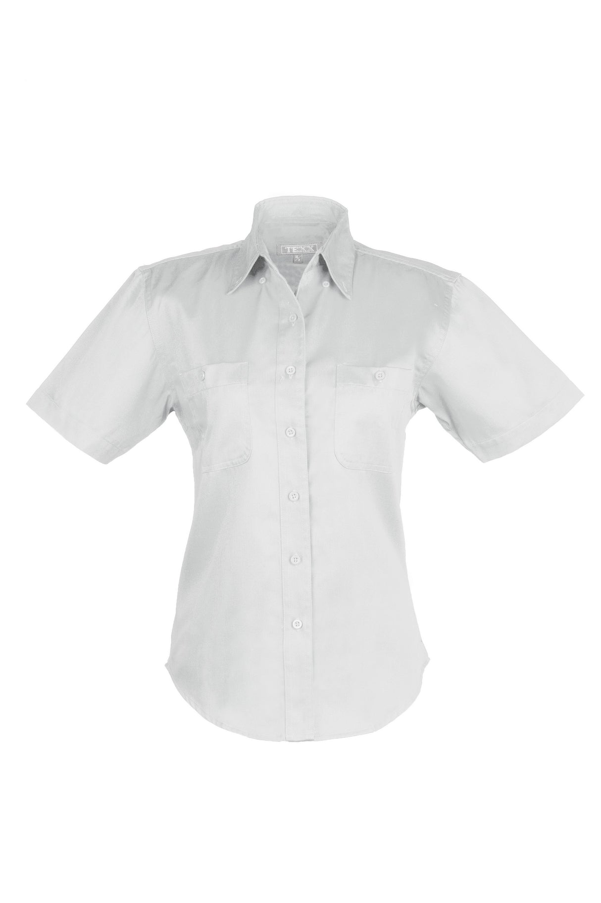 Ladies Cotton Blend Twill Short Sleeve Shirt (WHITE) (XS-3XL)