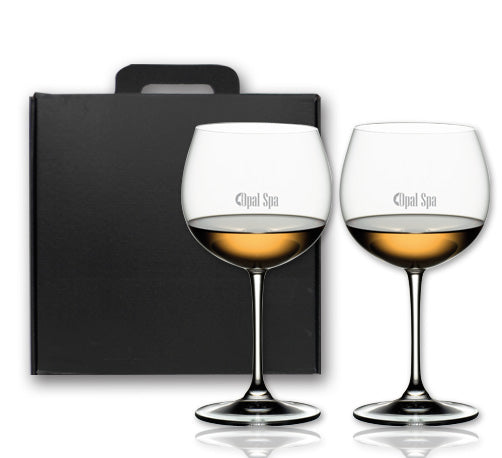 ~ XL Oaked Chardonnay 21.75oz RIEDEL crystal set of 2 in Raven gift box