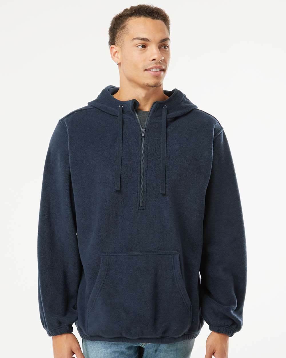 Burnside Polar Fleece Quarter Zip Scuba Hooded Pullover