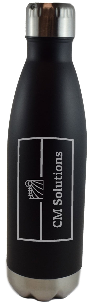 Calico 17oz matte black finish double wall stainless steel water bottle