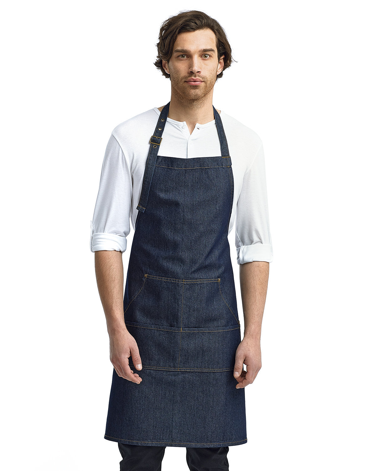 000050 ARTISAN COLLECTION BY REPRIME Unisex Jeans Stitch Denim Bib Apron