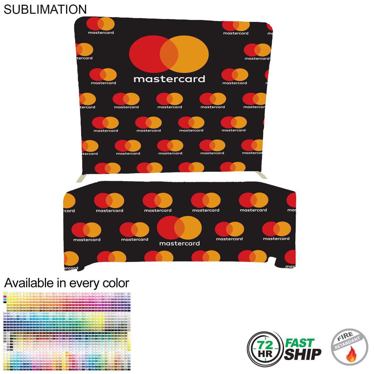 72 Hr Fast Ship - Tradeshow Booth Package Supreme, 8' EuroFit Display and 6' Sublimated Tablecloth