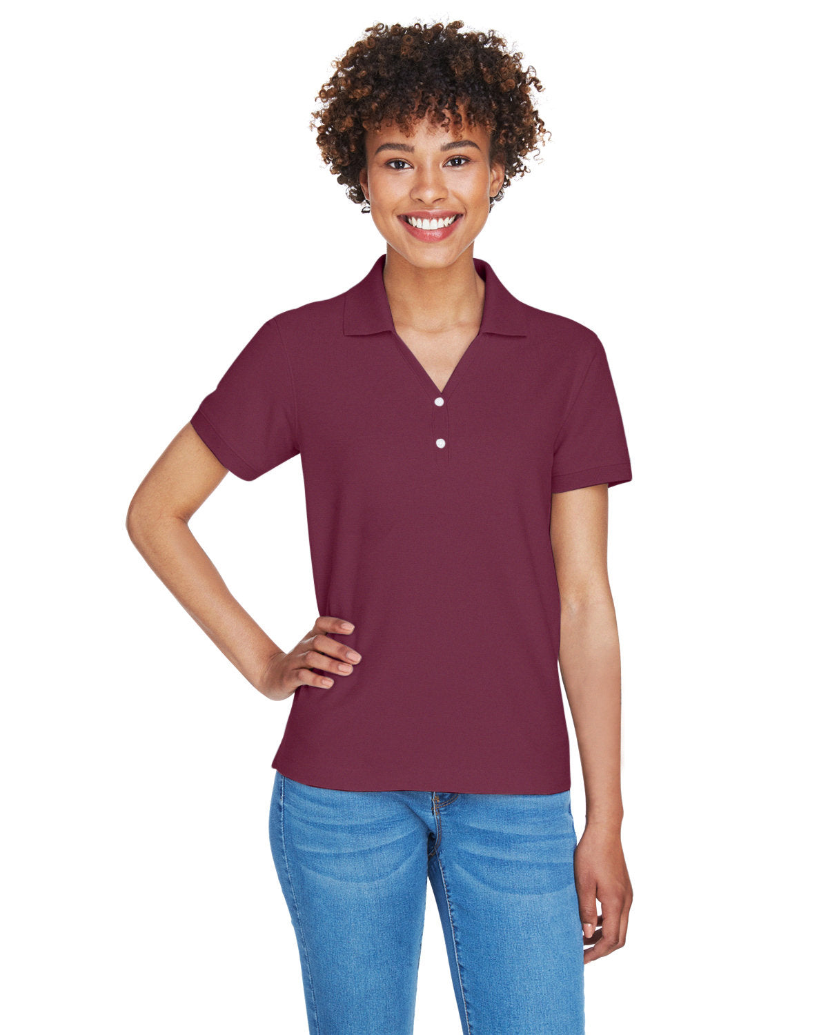 Devon and Jones Ladies' Pima Piqué Y-Collar Polo