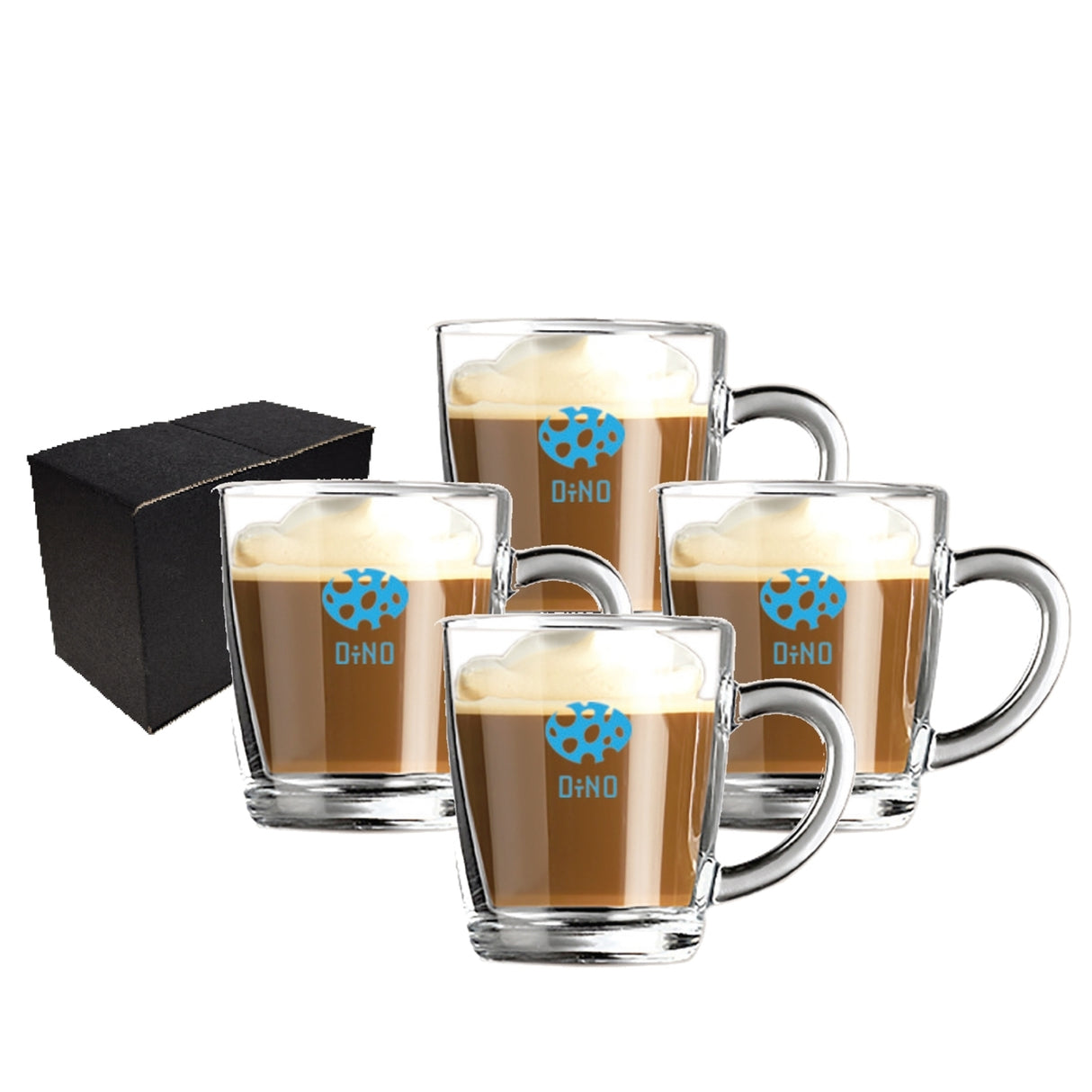 ~Affogato 11oz mug clear glass S/4 in a Midnight gift box