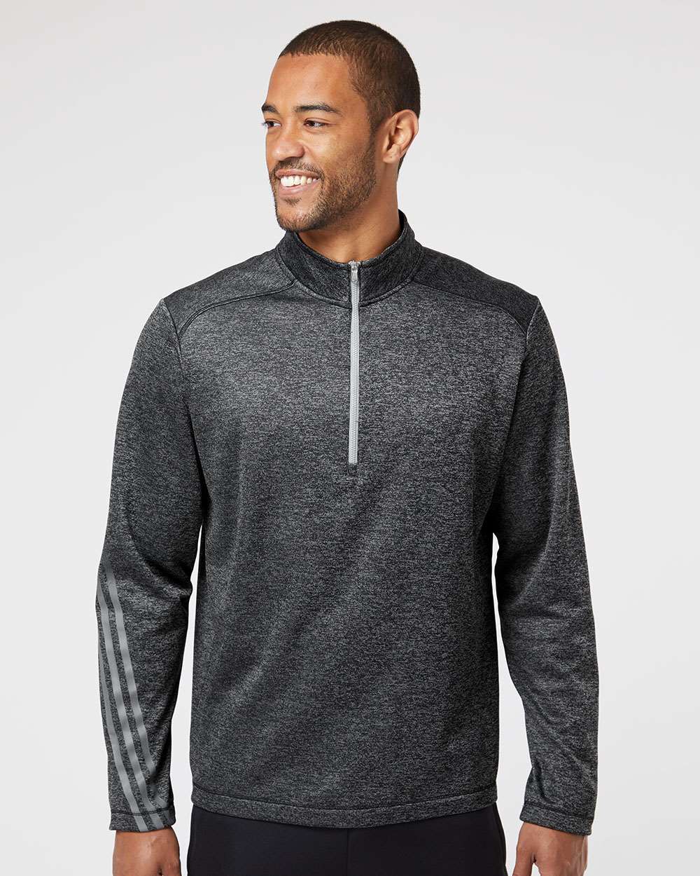 Adidas Brushed Terry Heathered Quarter Zip Pullover