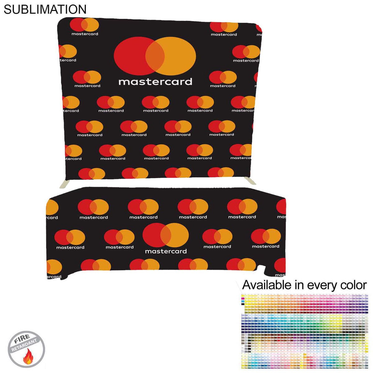 Tradeshow Booth Package Supreme, 8' EuroFit Wall Display and PREMIUM 6' Sublimated Tablecloth