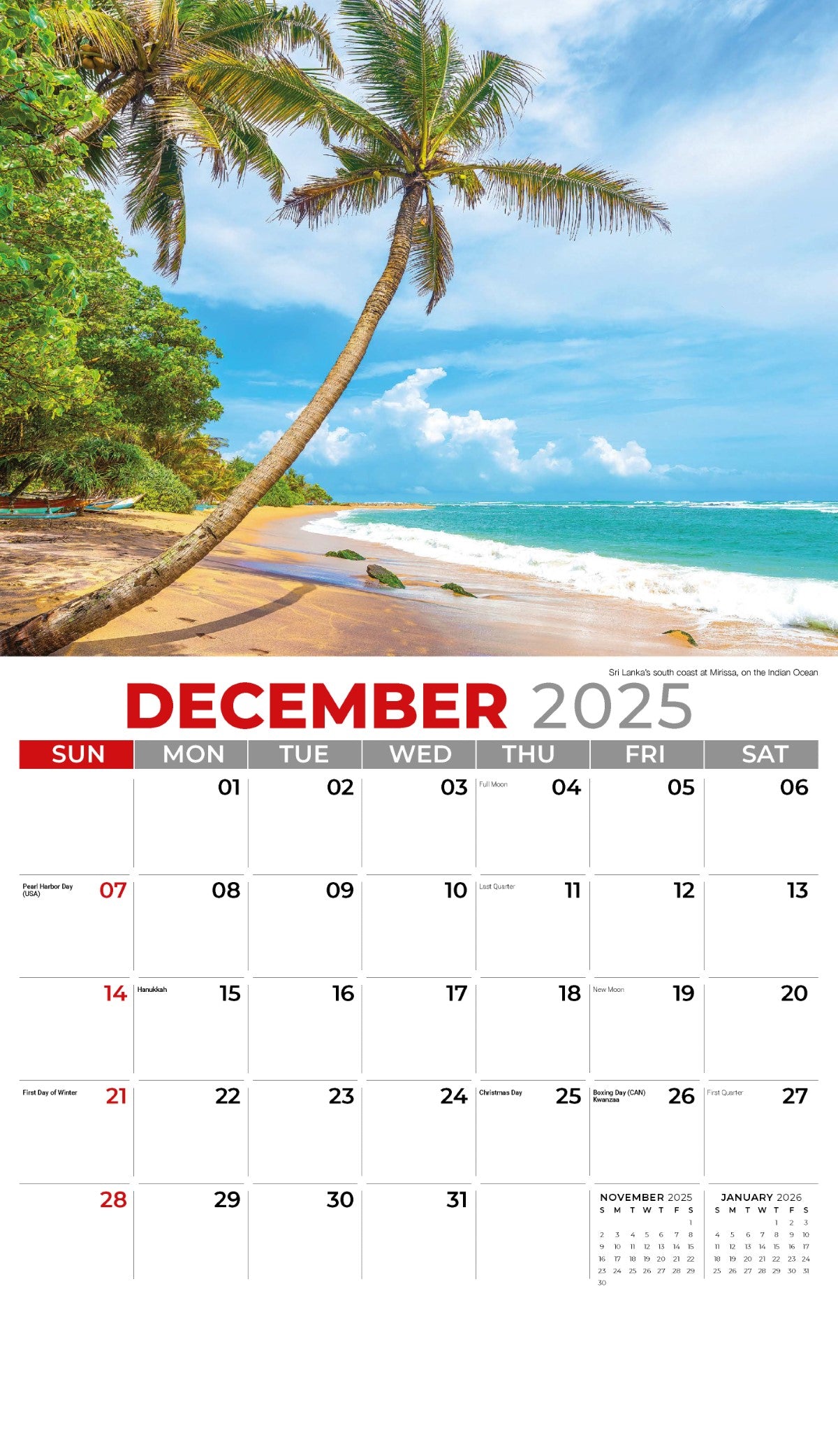 Galleria Wall Calendar 2025 Sun Sand & Surf