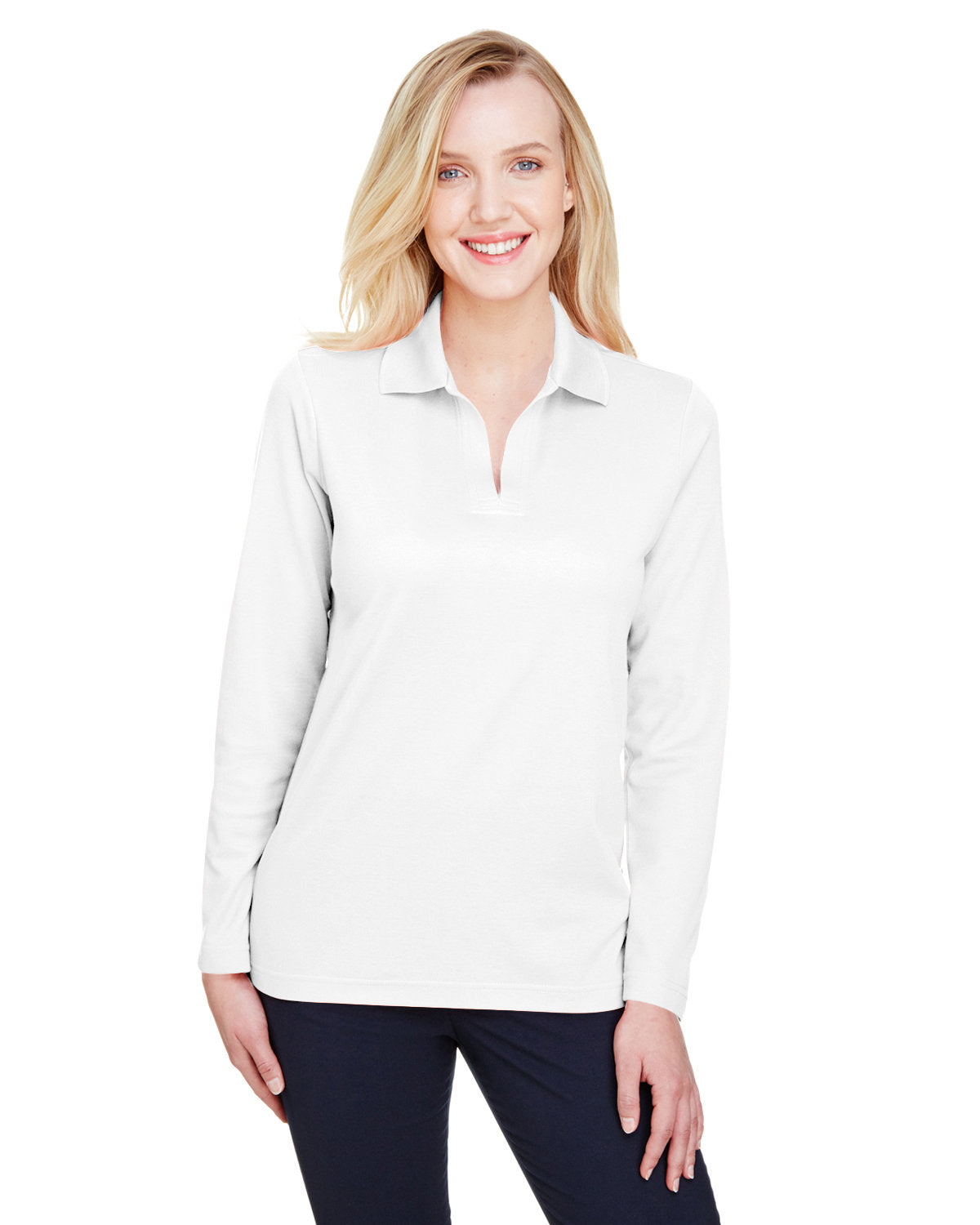 DEVON AND JONES CrownLux Performance® Ladies' Plaited Long Sleeve Polo