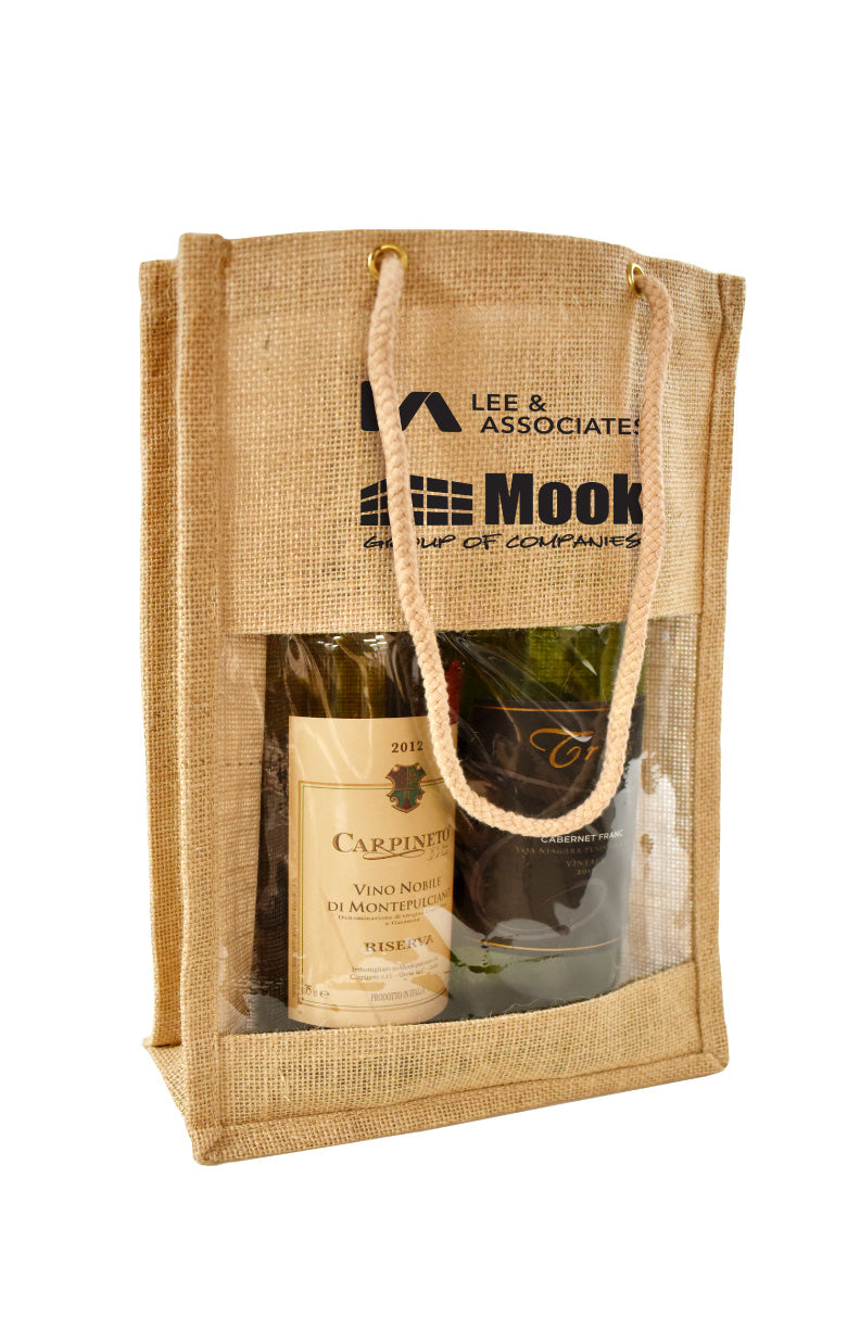 Jute Double Bottle Wine Bag