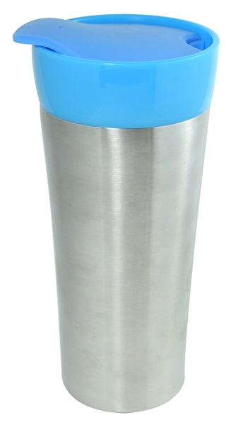 Ion 16oz stainless steel tumbler with blue trim and liner