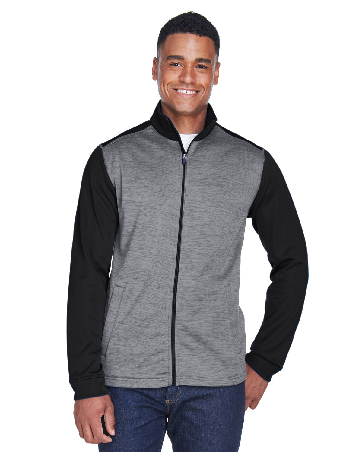 DEVON AND JONES Men's Newbury Colorblock Mélange Fleece Full-Zip